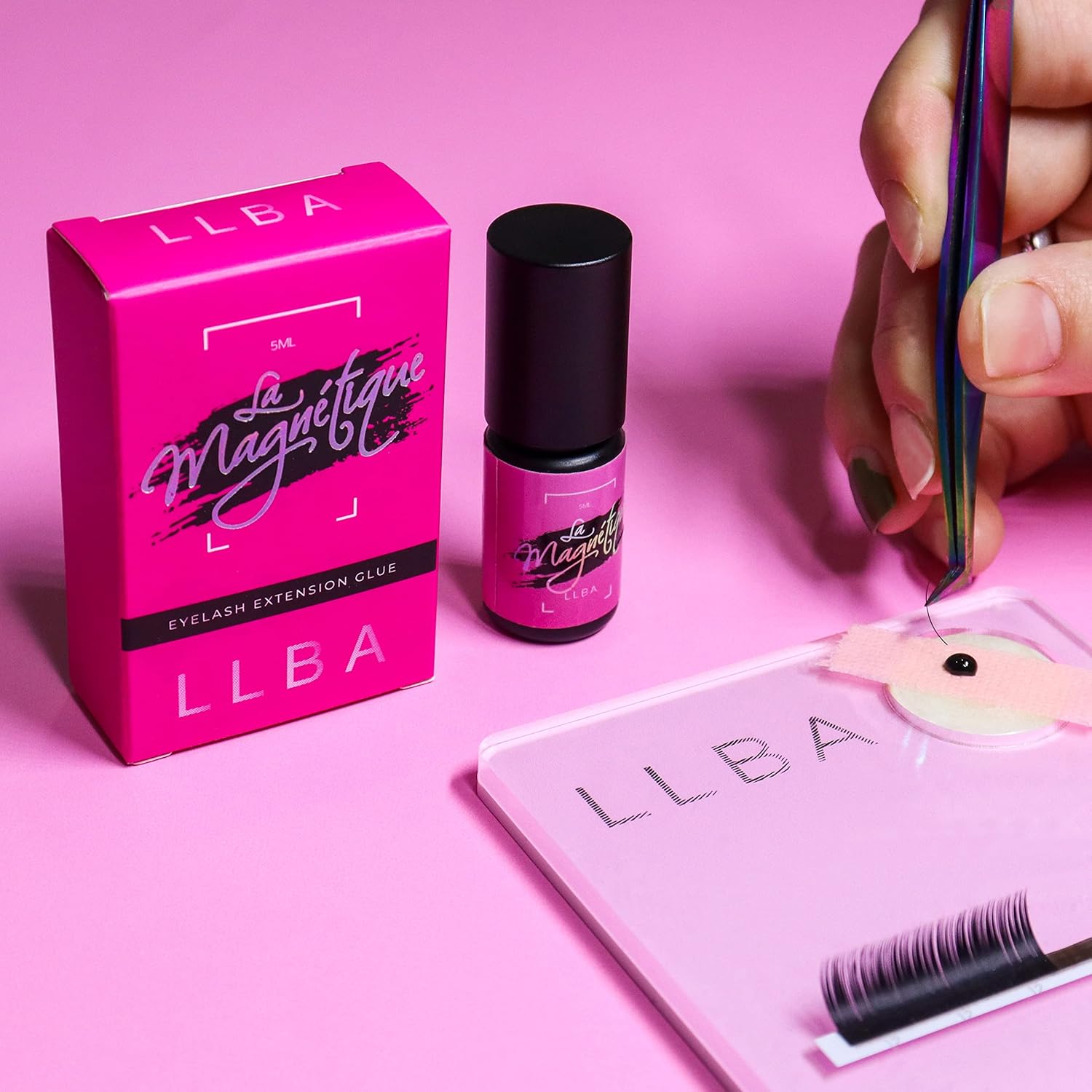 Thumbnail 4 de LLBA colle à cils pour professionnels – Colle Noir La Magnétique, séchage ultra rapide 0,5–3 s, 5 mL