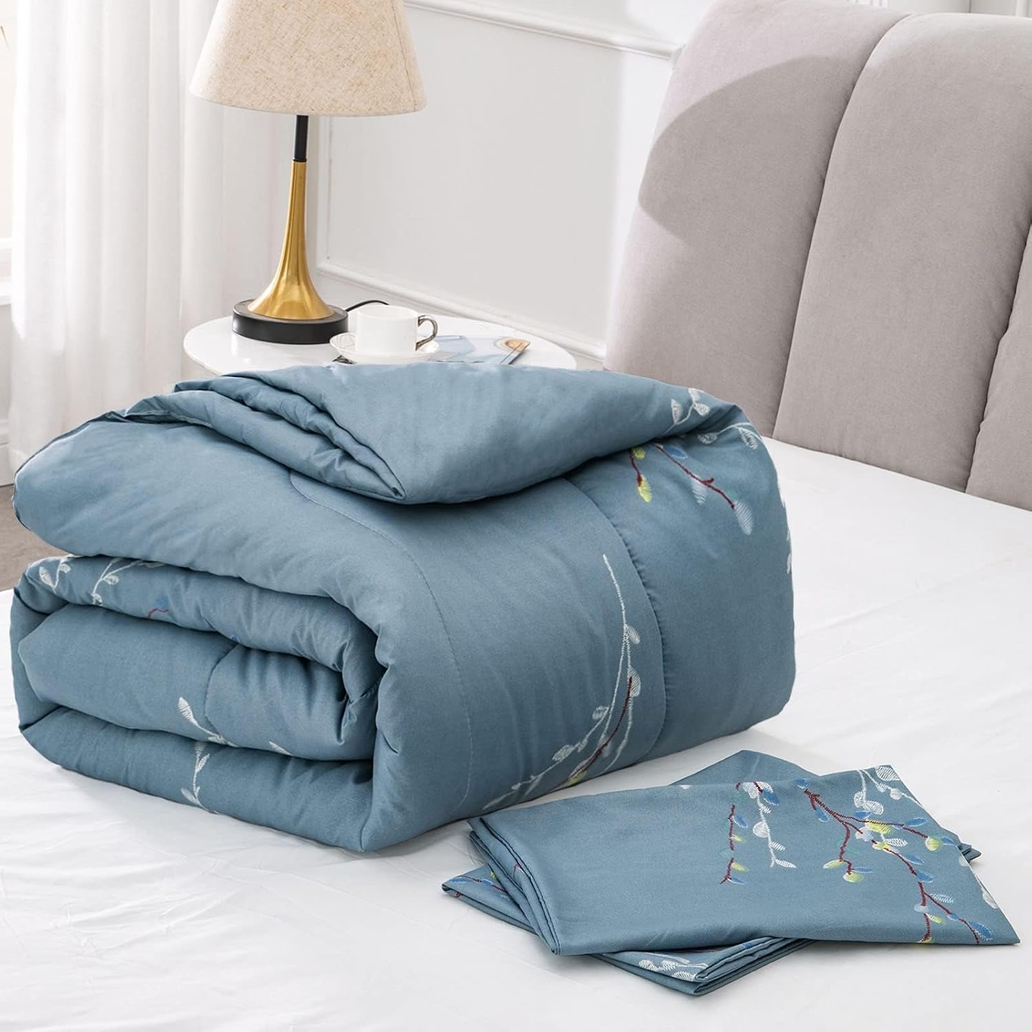 Thumbnail 6 de Exclusivo Mezcla Coverless Duvet Set in King Size - 7.5 Tog, Reversible with Flower Pattern (Blue)