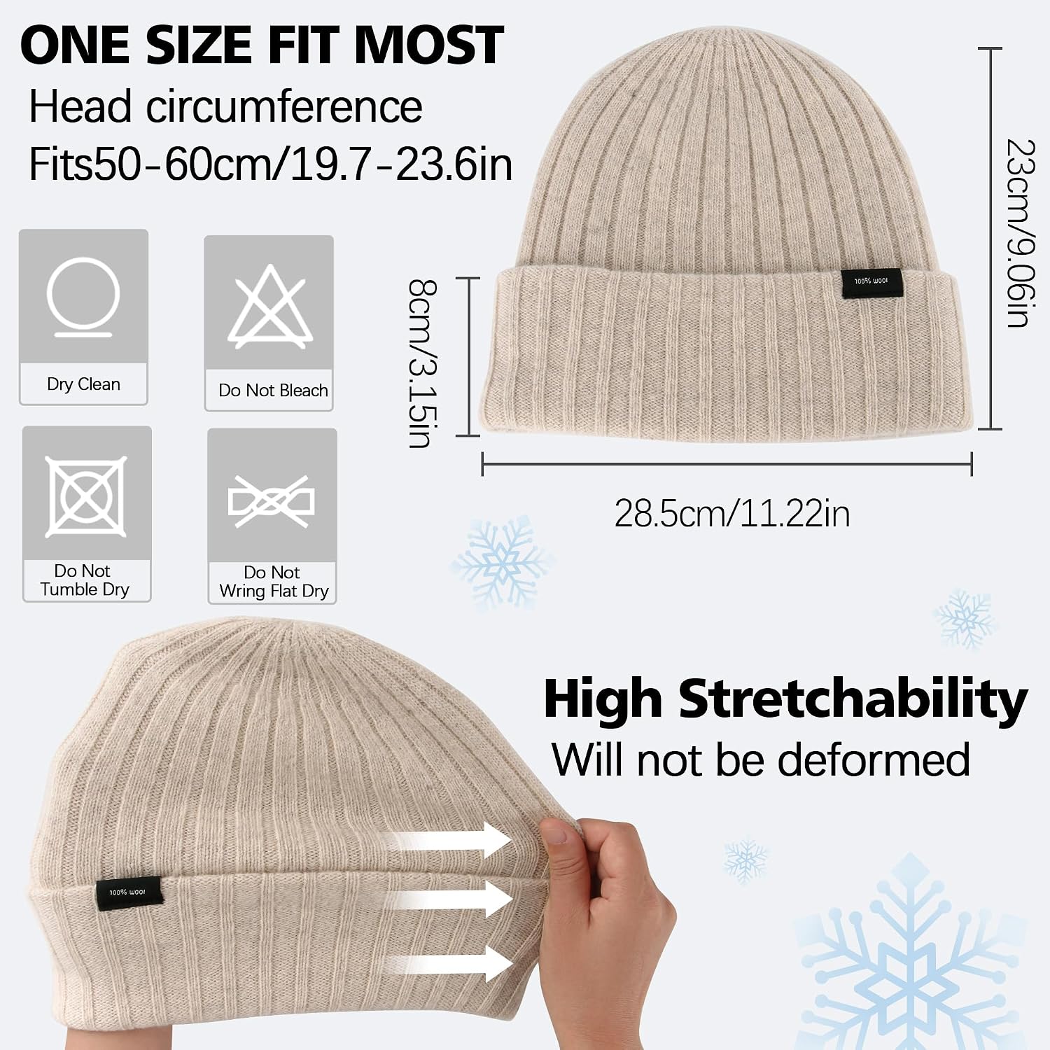 Thumbnail 3 de Ababalaya 100% Wool Beanie — Warm Winter Hat 🧣