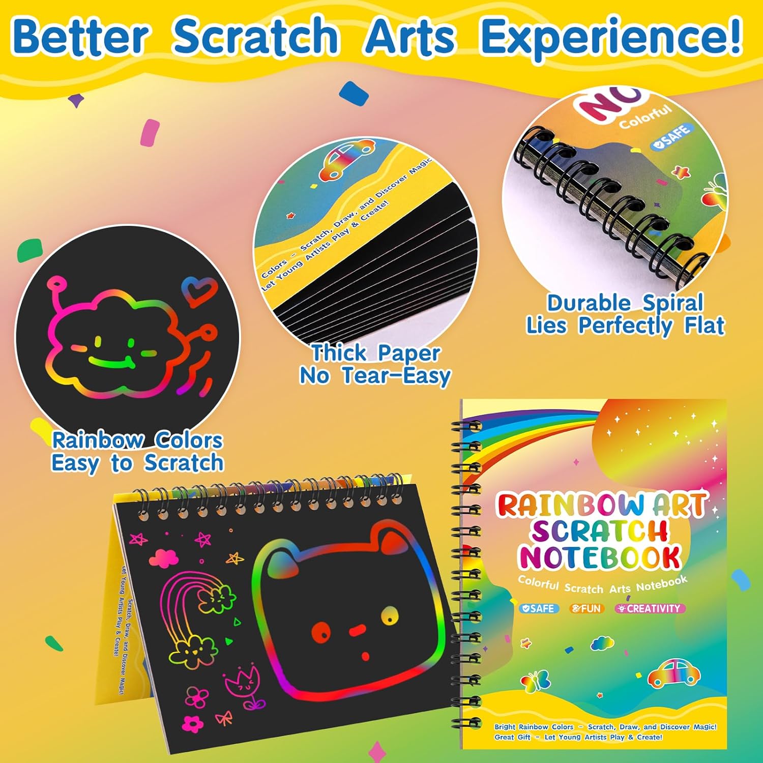 Thumbnail 2 de YSCare Scratch Arts 24-Pack Party Favors for Kids: Rainbow Scratch Notebooks & Craft Kit