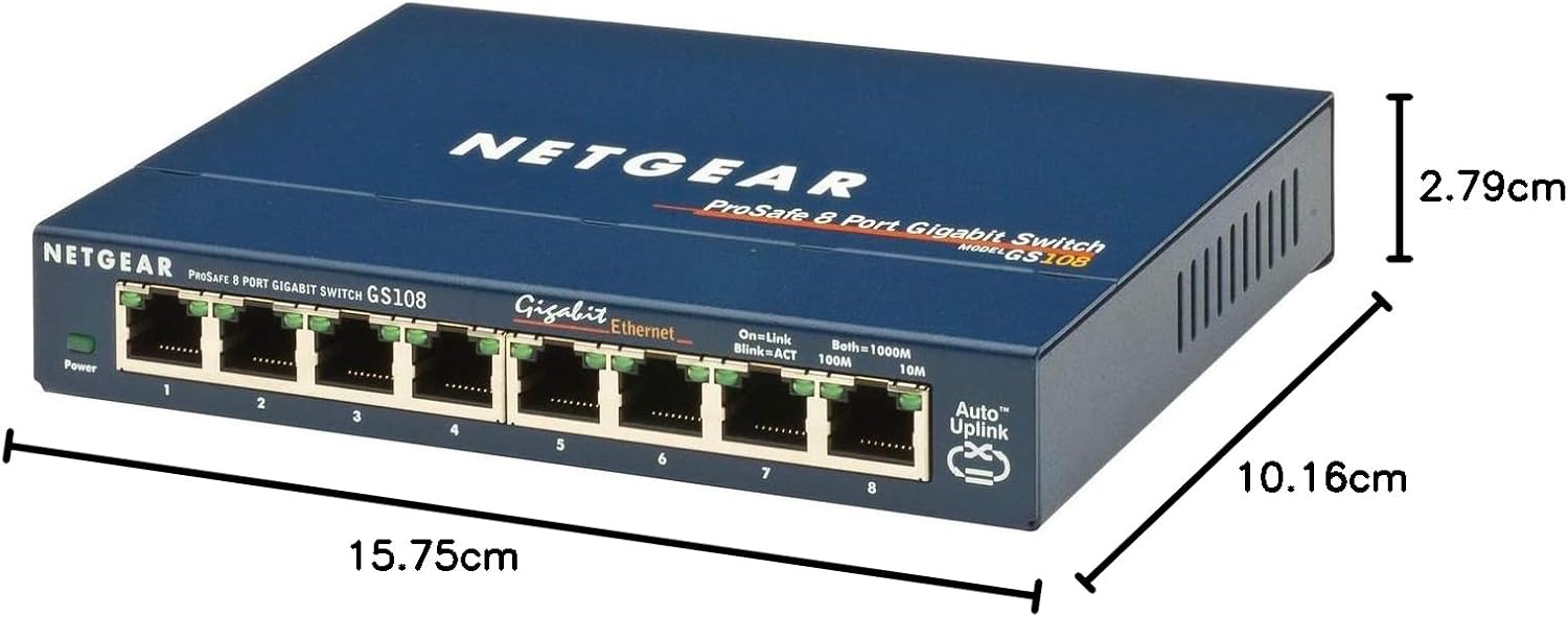 Detalle 2 de NETGEAR GS108 8-Port Gigabit Ethernet Switch – Unmanaged, Desktop or Wall Mount