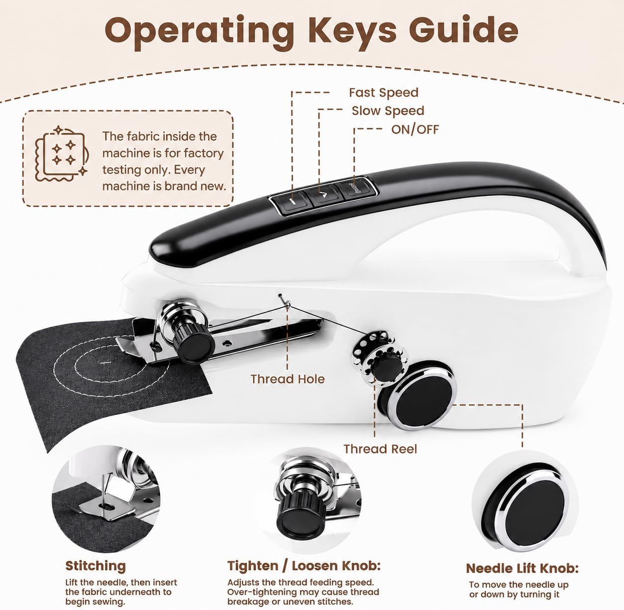 Thumbnail 3 de CINAMON Handheld Sewing Machine: A compact, dual‑power helper for quick mends and small projects