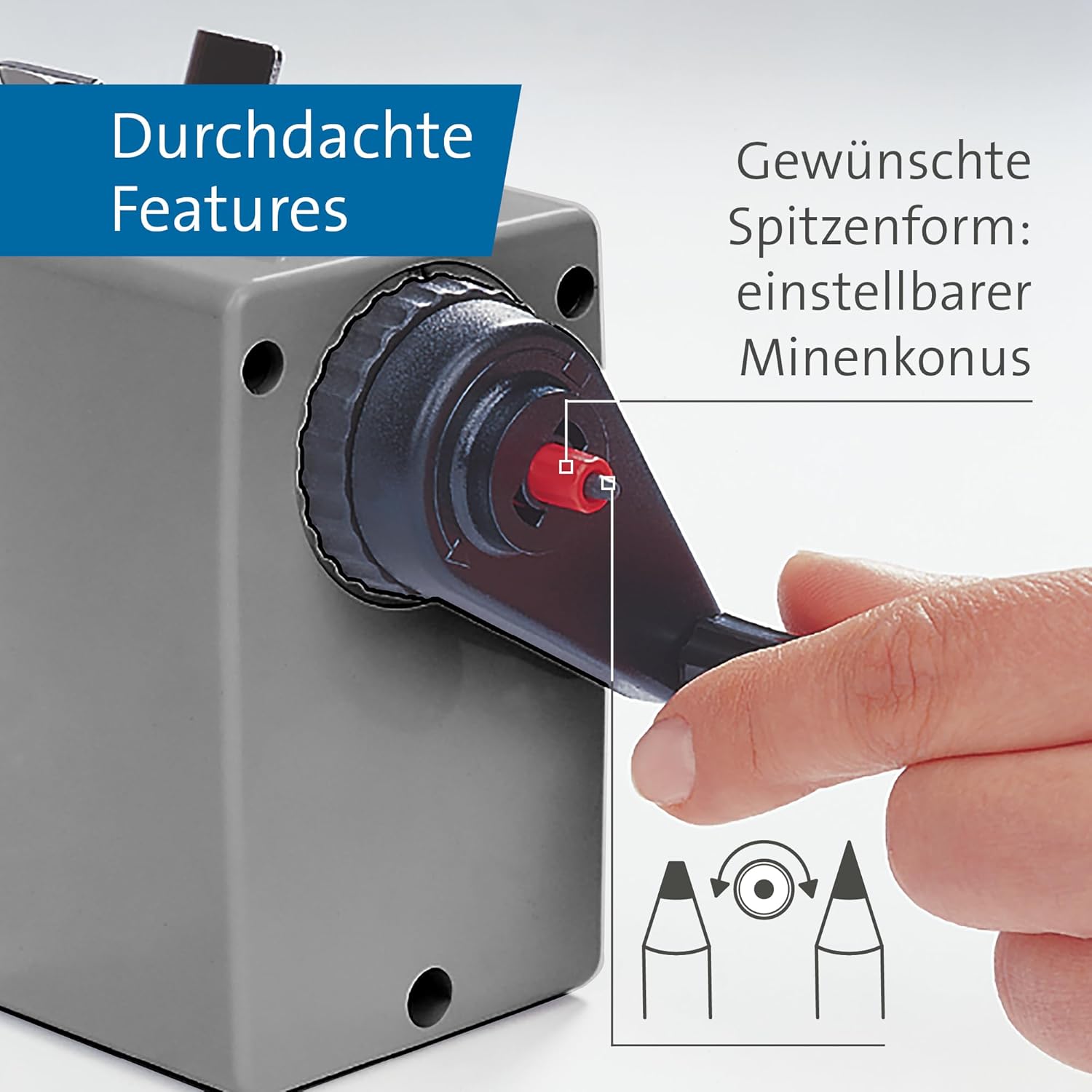 Detalle de Dahle 00155-17496 Bleistiftspitzmaschine 155 mit Zwinge, 12 mm, smart grey
