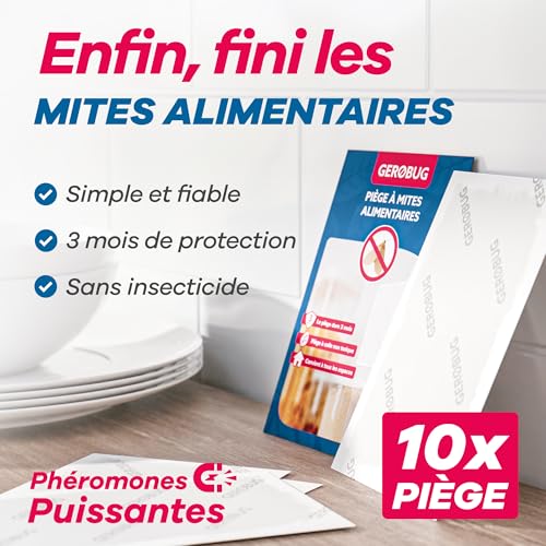 Detalle de GEROBUG Piège à Mites Alimentaires XXL Pack – 10 pièges sans odeur, longue durée