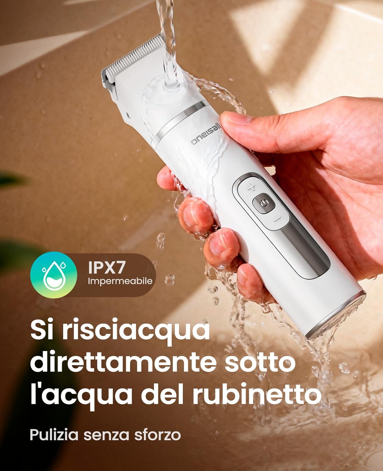Detalle de Oneisall Tosatrice 3 in 1 per cani e gatti: silenziosa, leggera e versatile