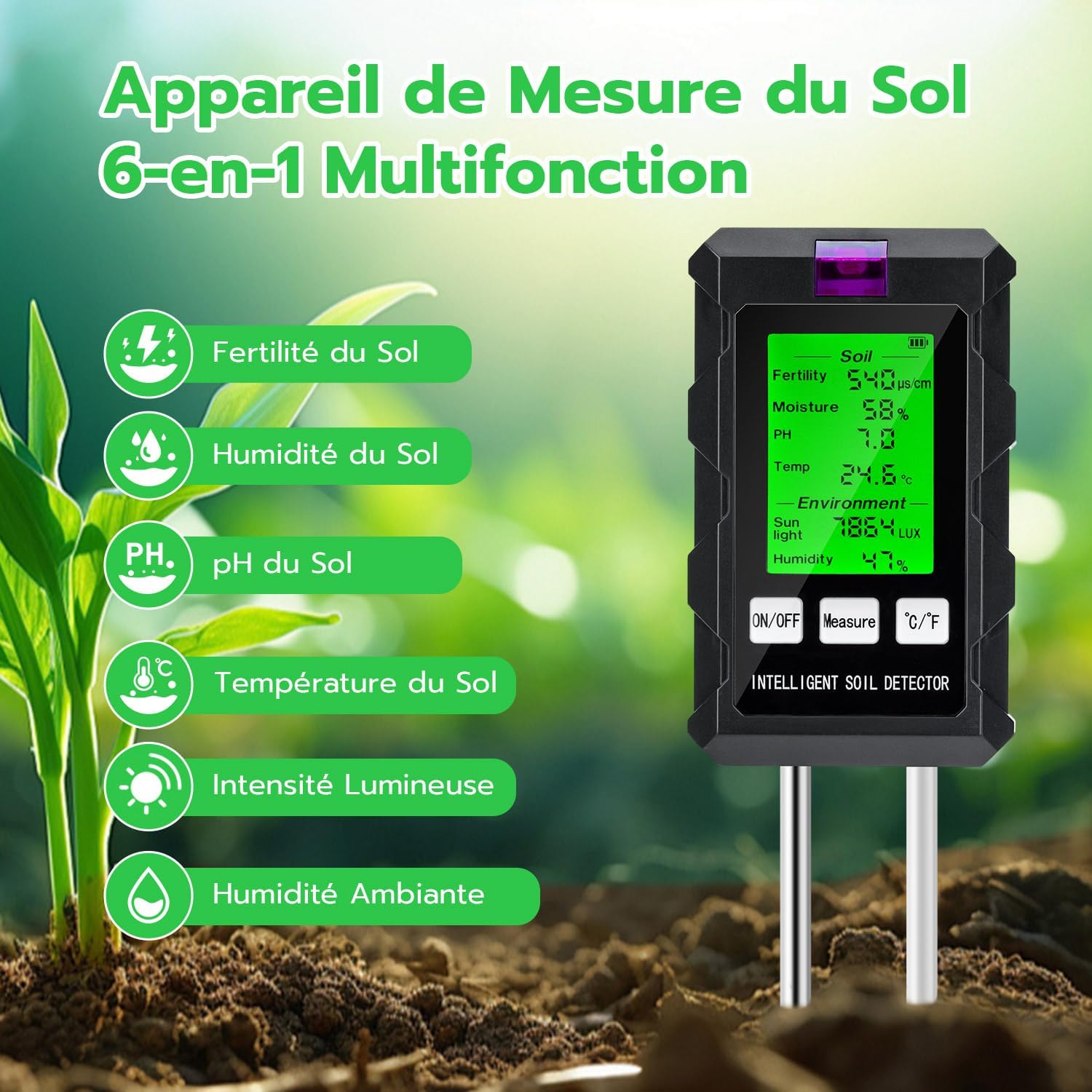 Detalle 2 de Wigearss Testeur 6 en 1 pH sol