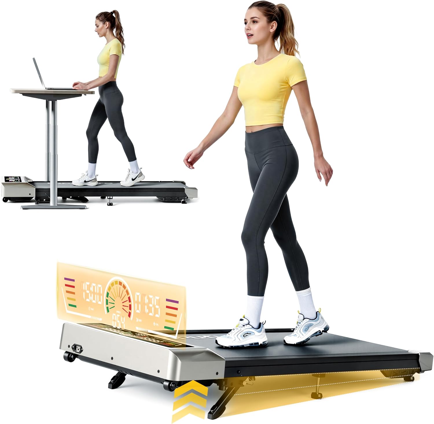 Walking Pad Treadmill with 3-Level Manual Incline