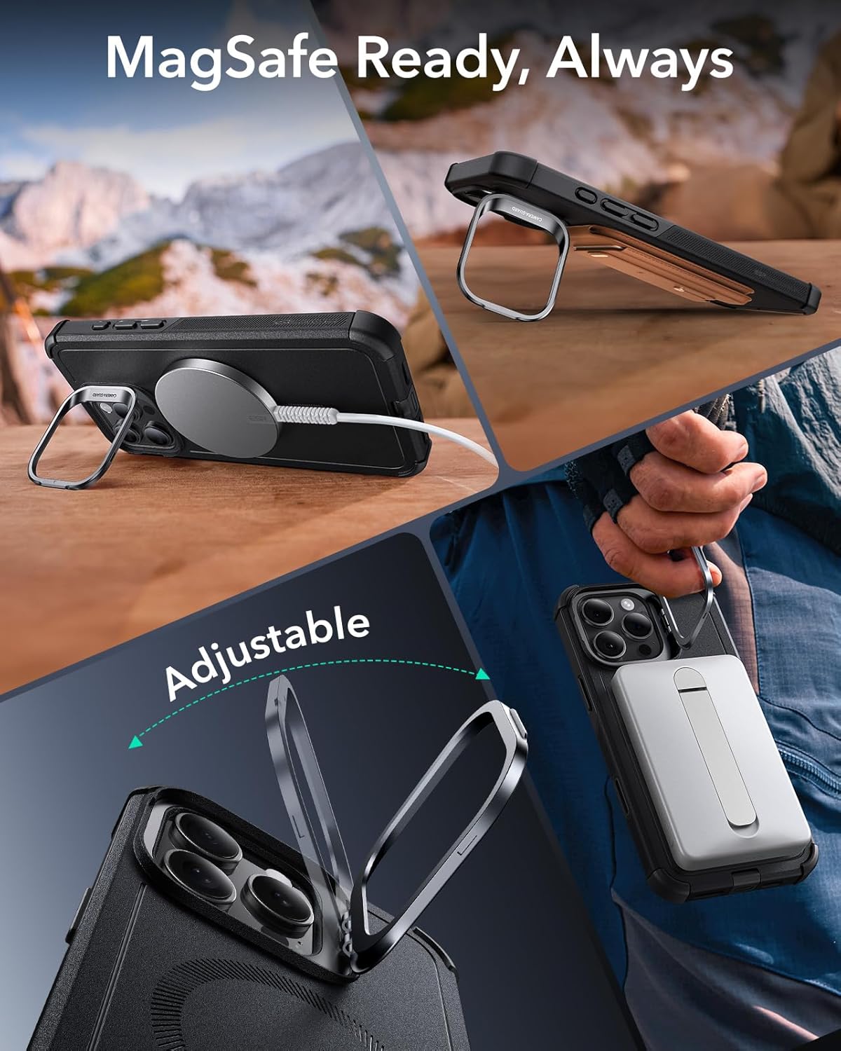 Thumbnail 6 de ESR iPhone 16 Pro Max Case with Stand (Cyber Series) — Military-Grade Drop Protection, MagSafe Compatibility, Black