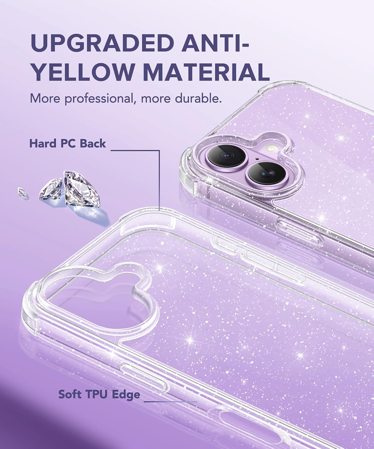 Thumbnail 2 de BERFY for iPhone 17 Women’s Clear Glitter Case (Sparkle Clear) with Screen & Camera Lens Protectors, 6.3