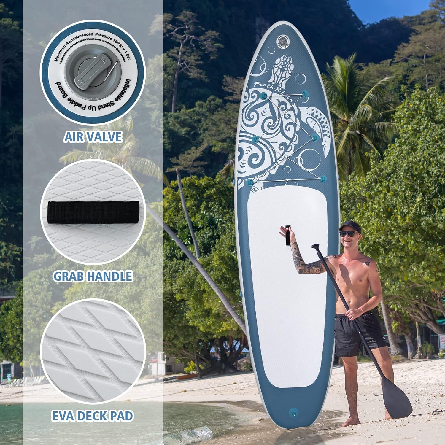 Thumbnail 4 de FEATH-R-LITE Inflatable Paddle Board — 10'6" x 33" x 6" with Premium Accessories