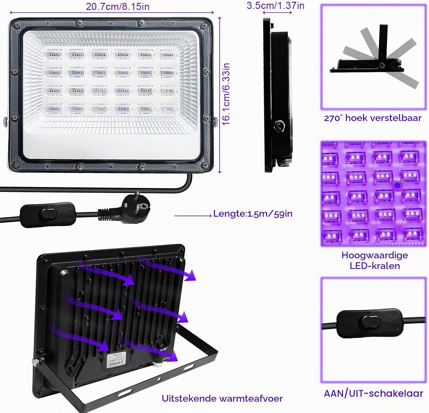 Thumbnail 1 de CREATESTAR LED Black Light 50W-1P UV-schijnwerper 50 W, IP66, 395 nm