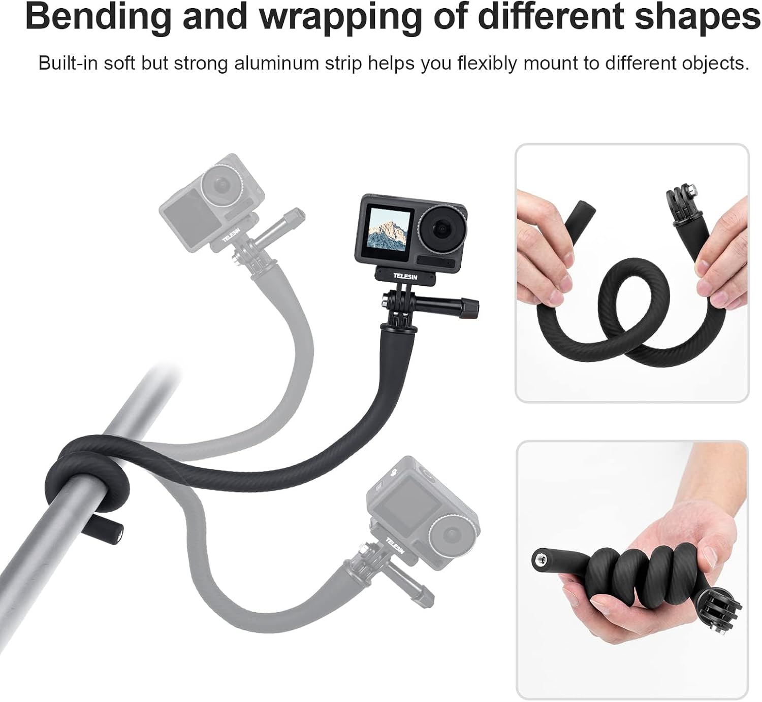 Thumbnail 1 de TELESIN Flexible Selfie Stick for Action Cameras