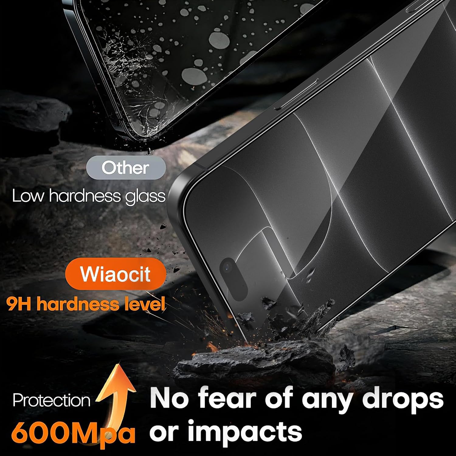 Detalle 2 de Wiaocit iPhone 18 Pro Privacy Screen Protector, 9H Tempered Glass, 3+3 Pack
