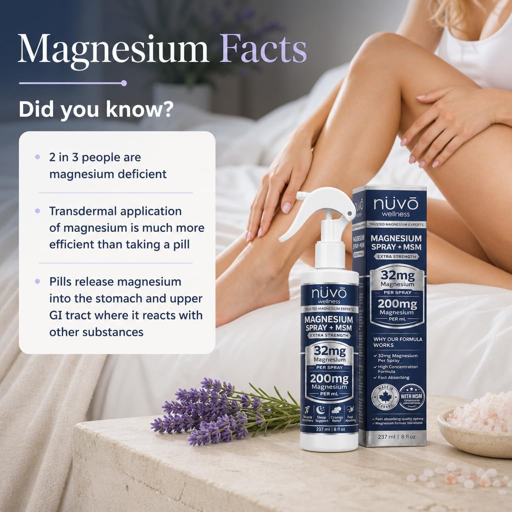 Detalle 2 de NUVO WELLNESS Magnesium Oil Spray with MSM, Lavender, 32 mg per Spray, 237 mL