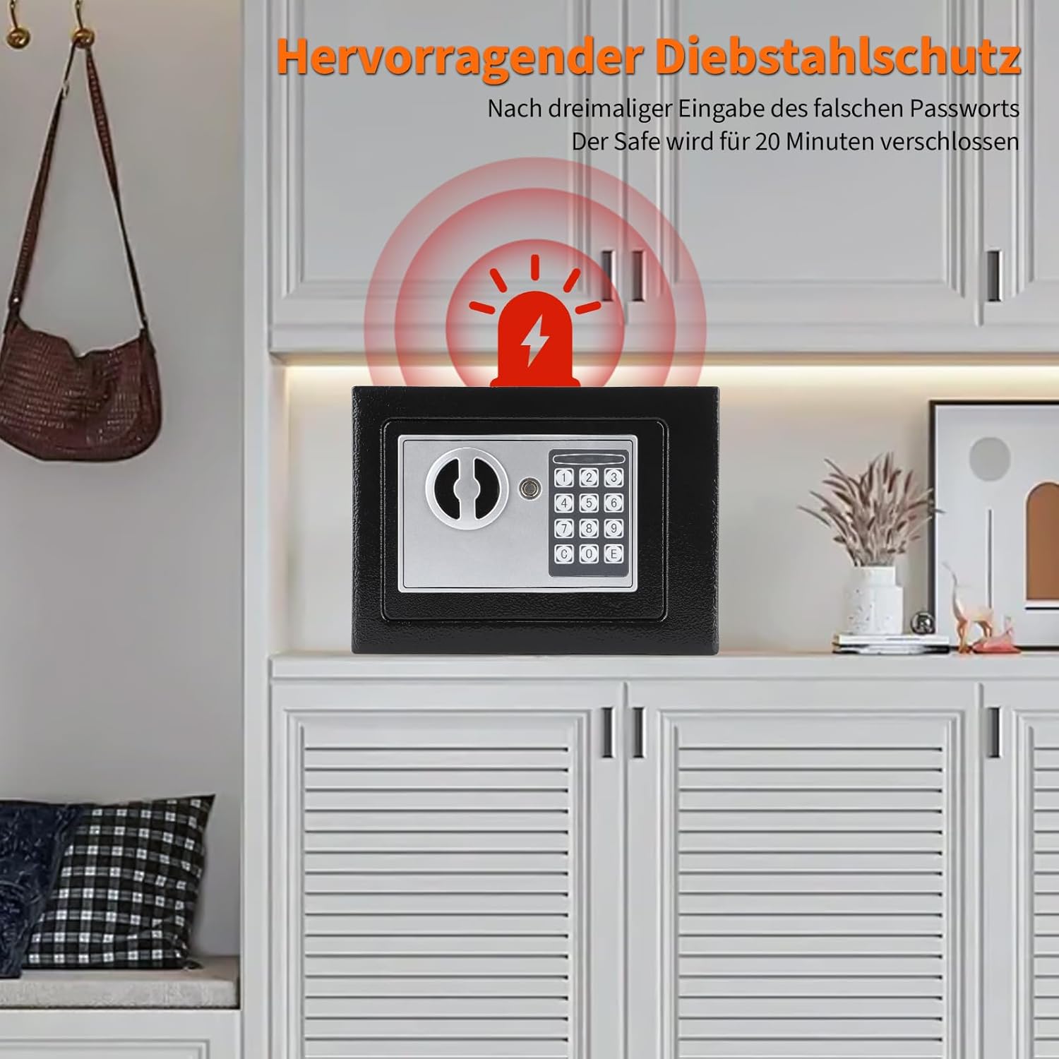 Thumbnail 6 de Tresor Möbeltresor Klein mit Feuerfest‑/Wasserdichtetasche – Wand- oder Bodentresor