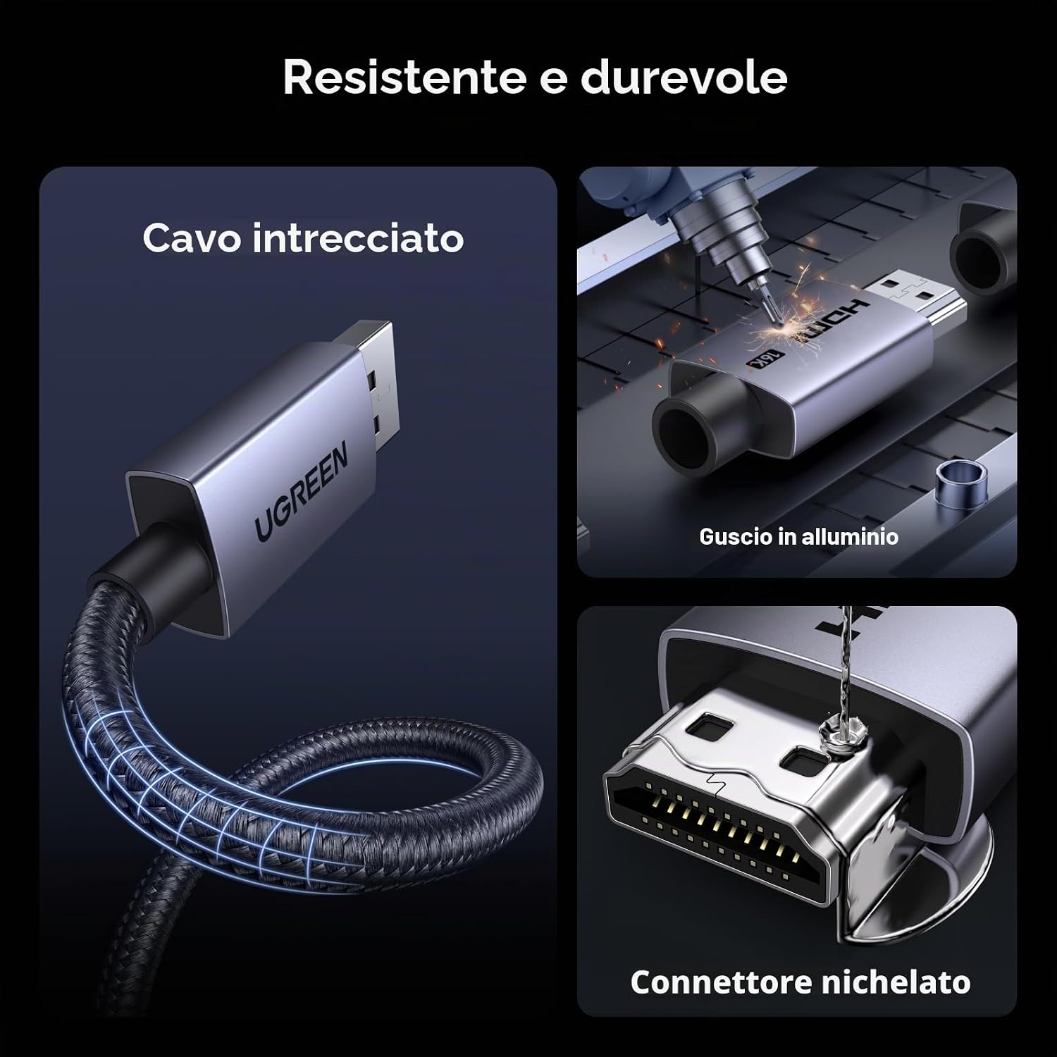 Thumbnail 6 de UGREEN Cavo HDMI 2.2 16K 60Hz 12K/8K 240Hz 96Gbps – Alluminio e Nylon, compatibile PS5/PS4/Xbox/PC