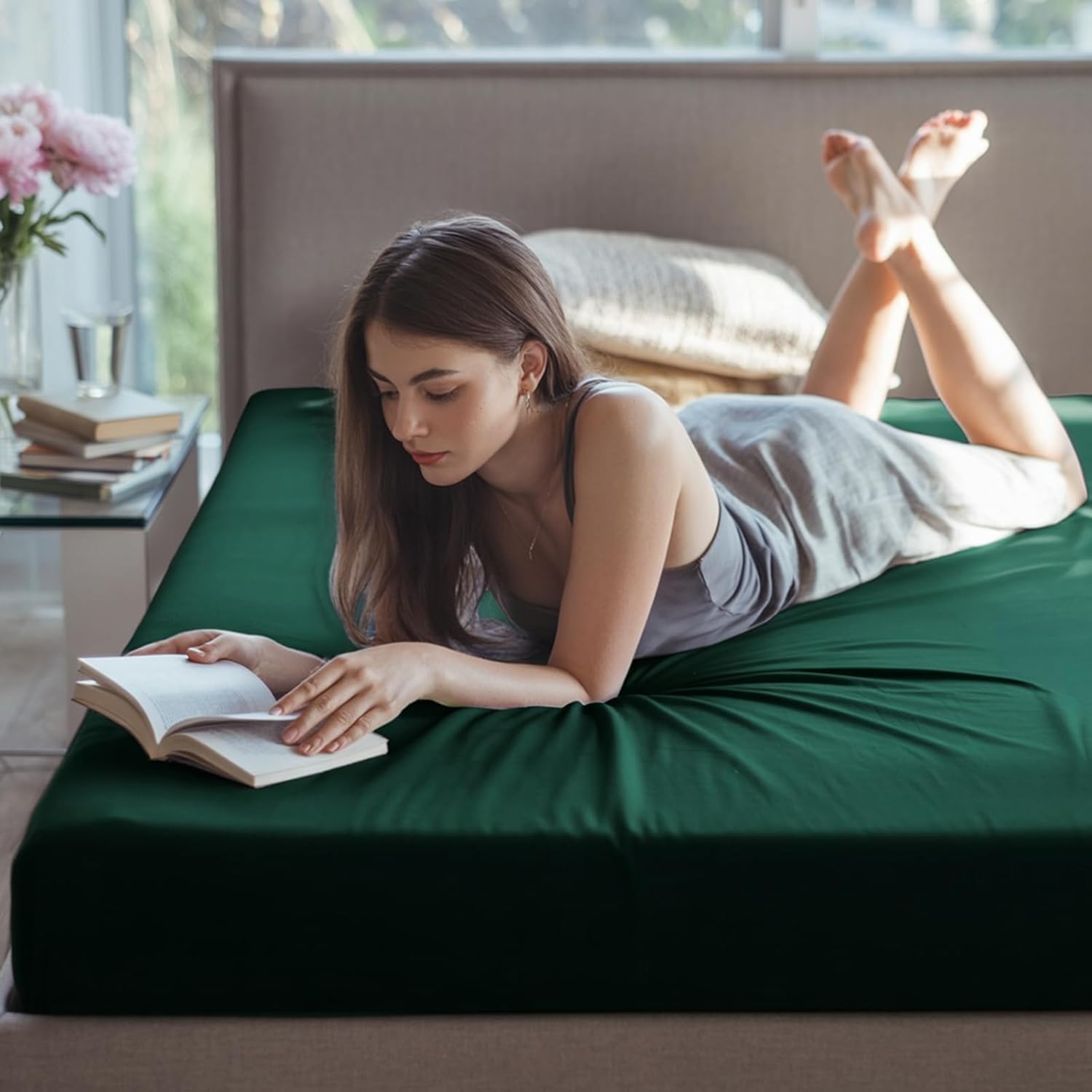 Thumbnail 2 de Tifschlaf Super King Fitted Sheet Deep Fit – Emerald Green (183x200cm, 40cm Pocket)