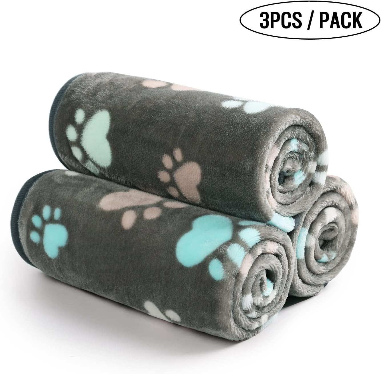 Detalle de luciphia Hundedecke Katzendecken Waschbar Flauschig – 3er Pack, 60 × 40 cm, Grau Pfote
