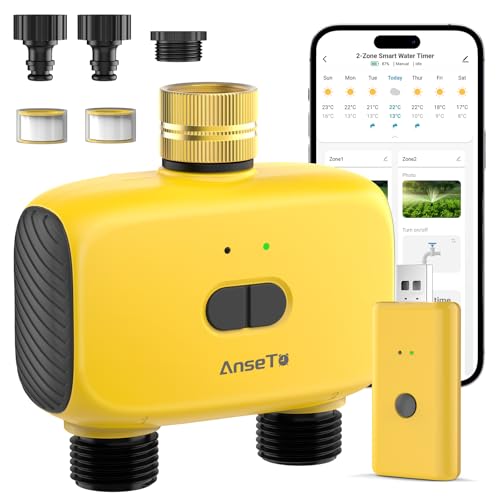AnseTo Programador Riego WiFi para Jardines y Zonas Exteriores con 2 Salidas