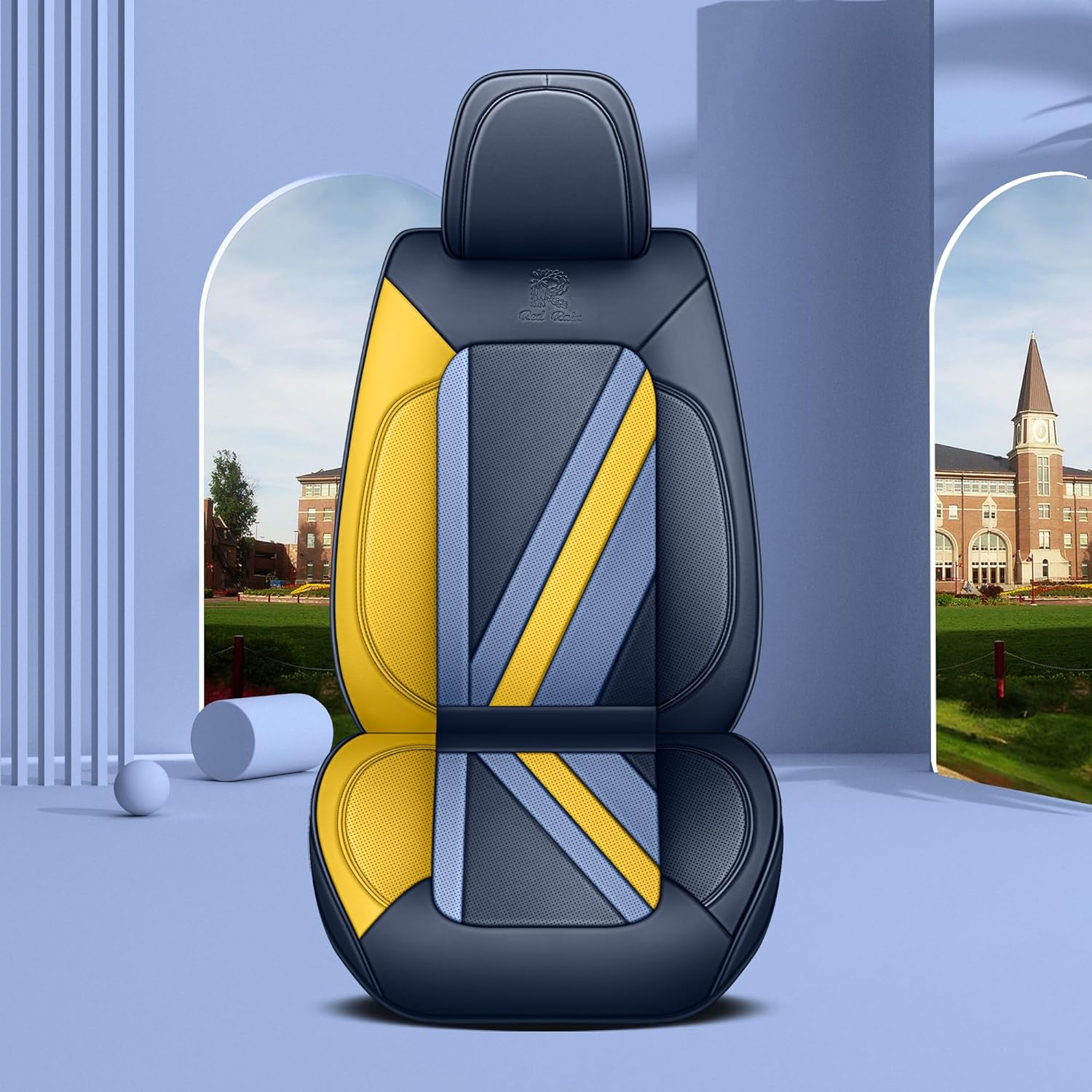 Thumbnail 3 de Menifomory Blue and Yellow Car Seat Covers (Universal full set)