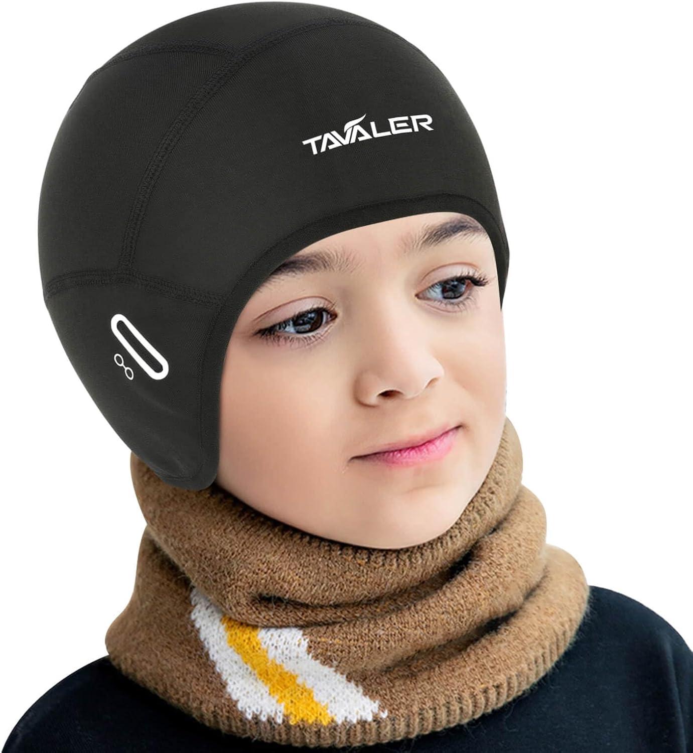 Detalle de Tavaler Winter-Fahrradmütze mit Helmmütze-Fit – winddicht, gefüttert und mit Brillenlöchern