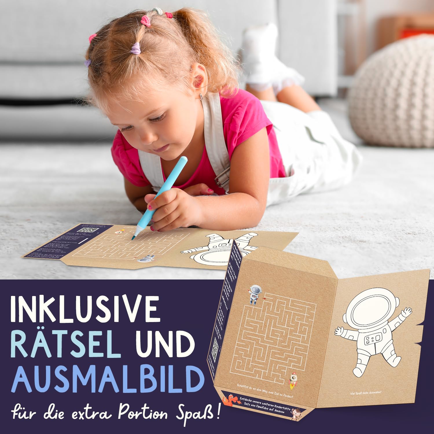 Detalle de Famifidus 120 Kinder Tattoos hautfreundlich – Dermatologisch getestet, Made in Germany