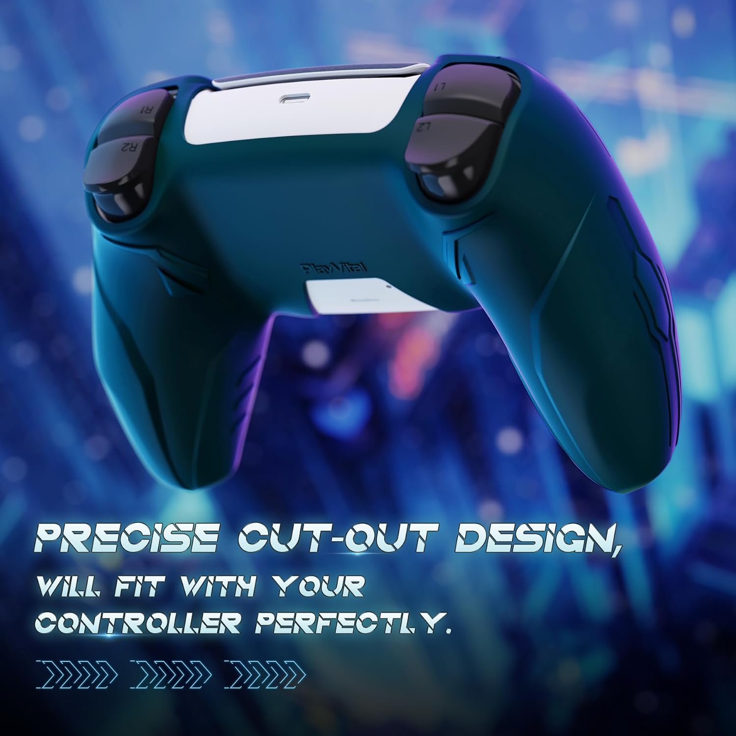 Detalle de PlayVital 2 Set Silicone Case for PS5 Controller – Anti-Slip Racing Green