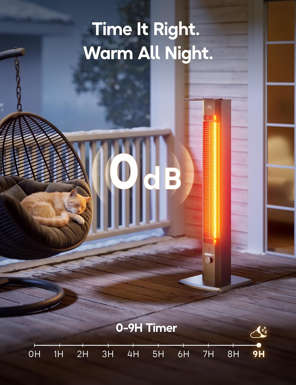 Detalle de AEROZY Solara SH04UH Infrared Patio Heater, 1,500W, 60° Oscillation