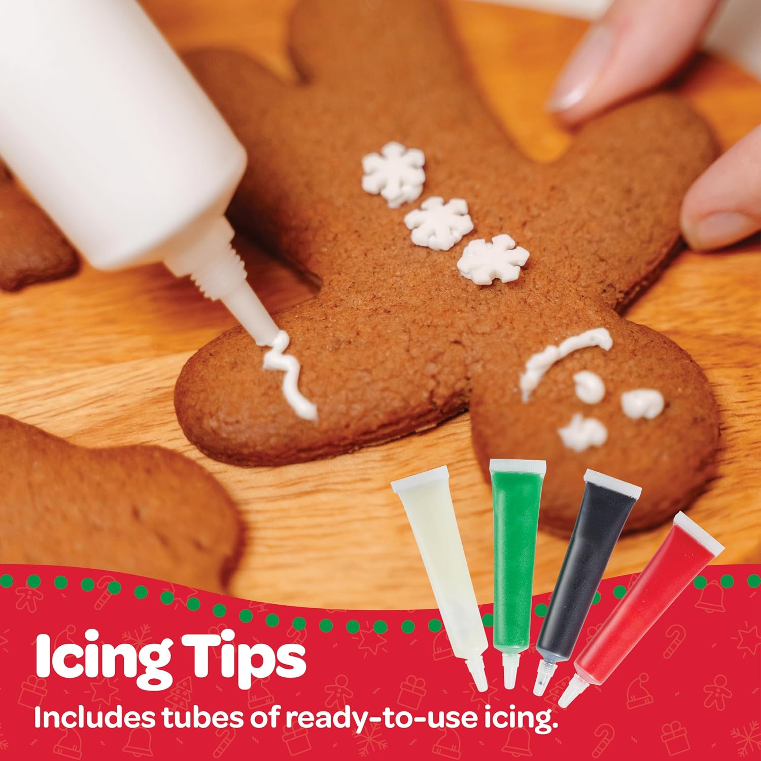 Detalle de 140636 Gingerbread Cookie Decorating Kit with Family Shapes, Icing Tips and Color Crystals