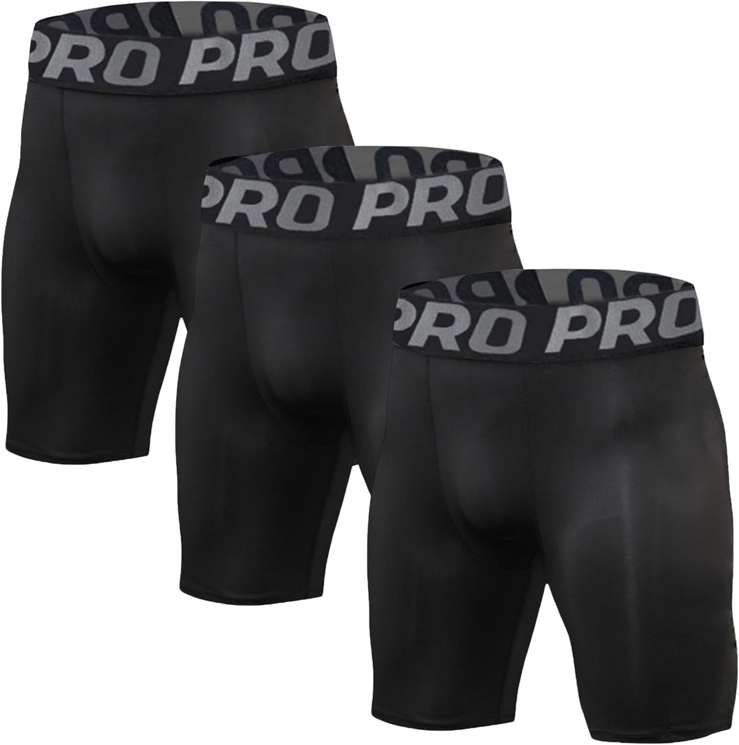 Detalle de Compression Shorts Mens 3 Pack – Anti-Chafe Base Layer for Running, Cycling and Workout