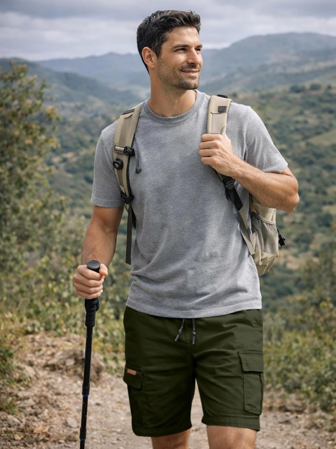 Detalle 2 de JMIERR Kurze Hosen Herren Baumwolle Cargo Shorts – vielseitig & praktisch für Sommeraktivitäten