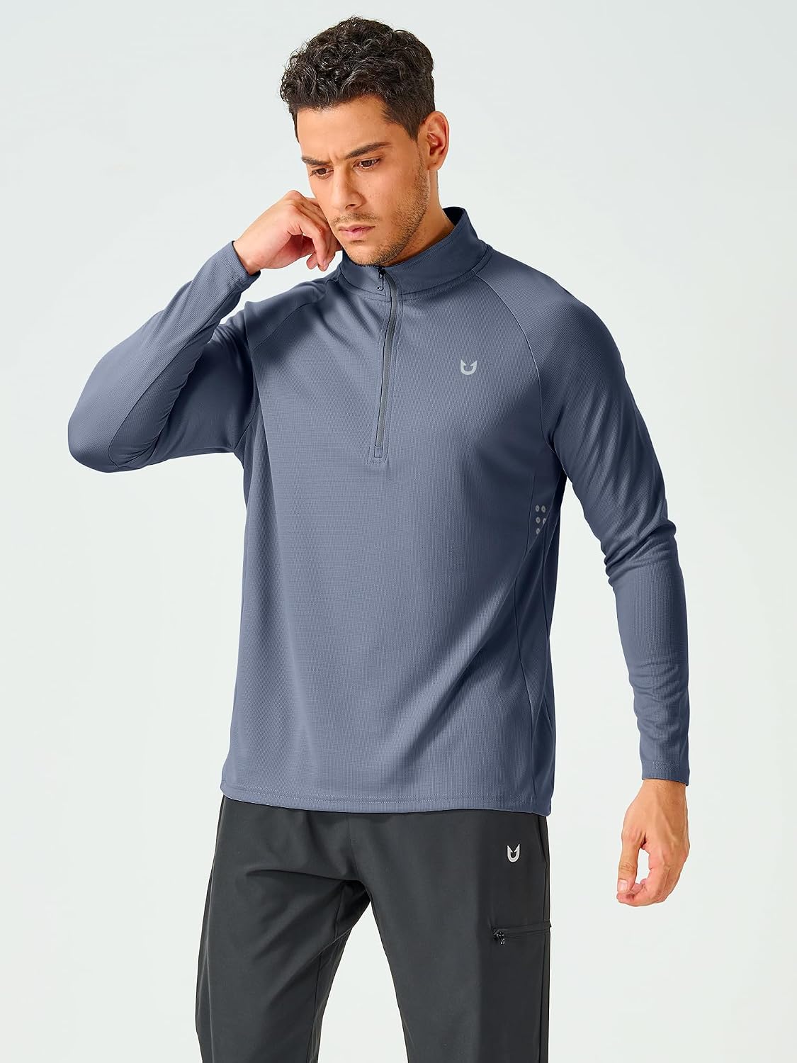 Detalle 2 de NORTHYARD Men's Quarter-Zip Athletic Pullover, Long Sleeve, Moisture-Wicking