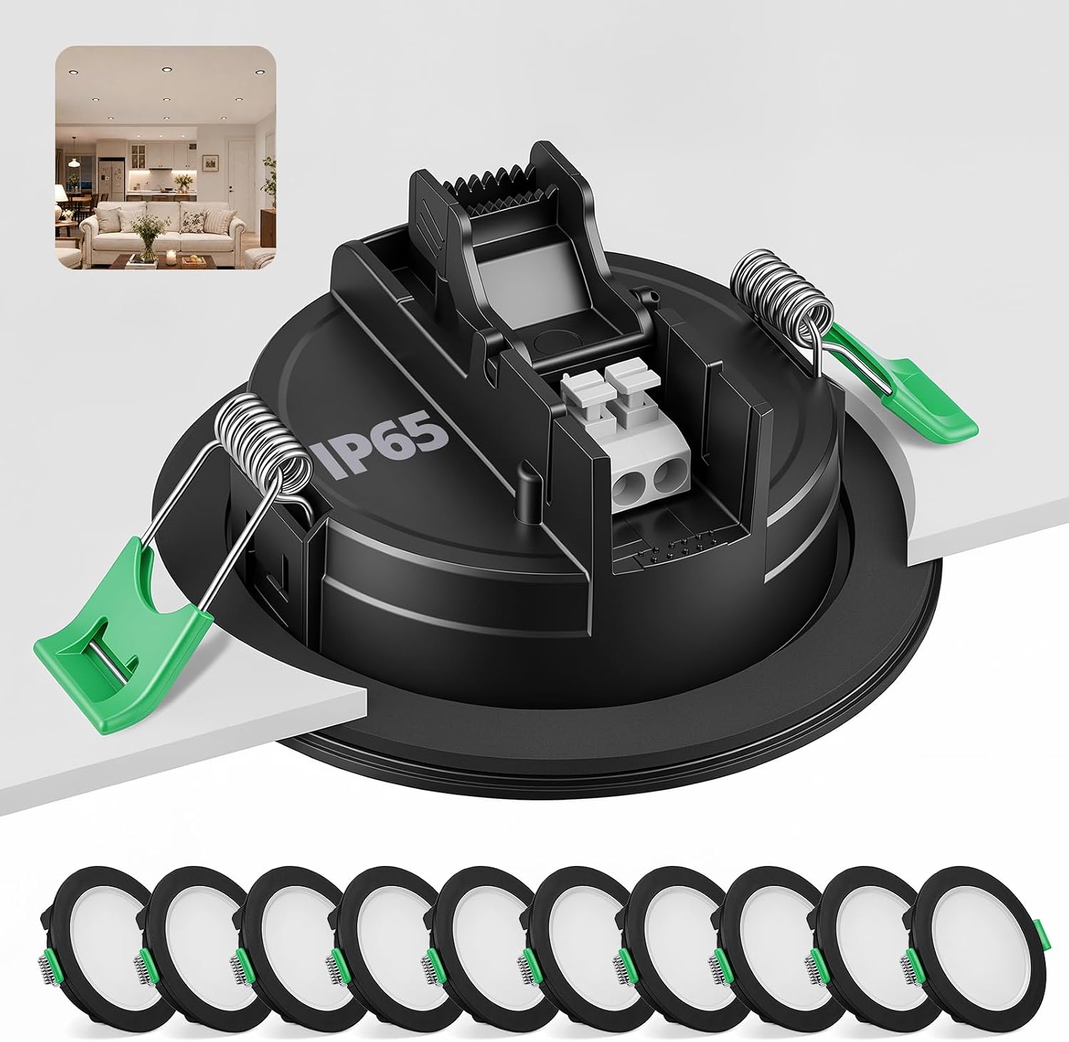 Detalle de Bojim SMD010 led-inbouwspots, zwart, IP65, 4000 K, 5 W, set van 10