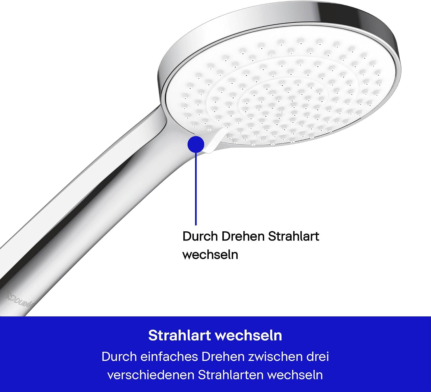 Detalle de Duravit Universal Handbrause mit 3 Strahlarten und MinusFlow – Runddusche Ø110 mm