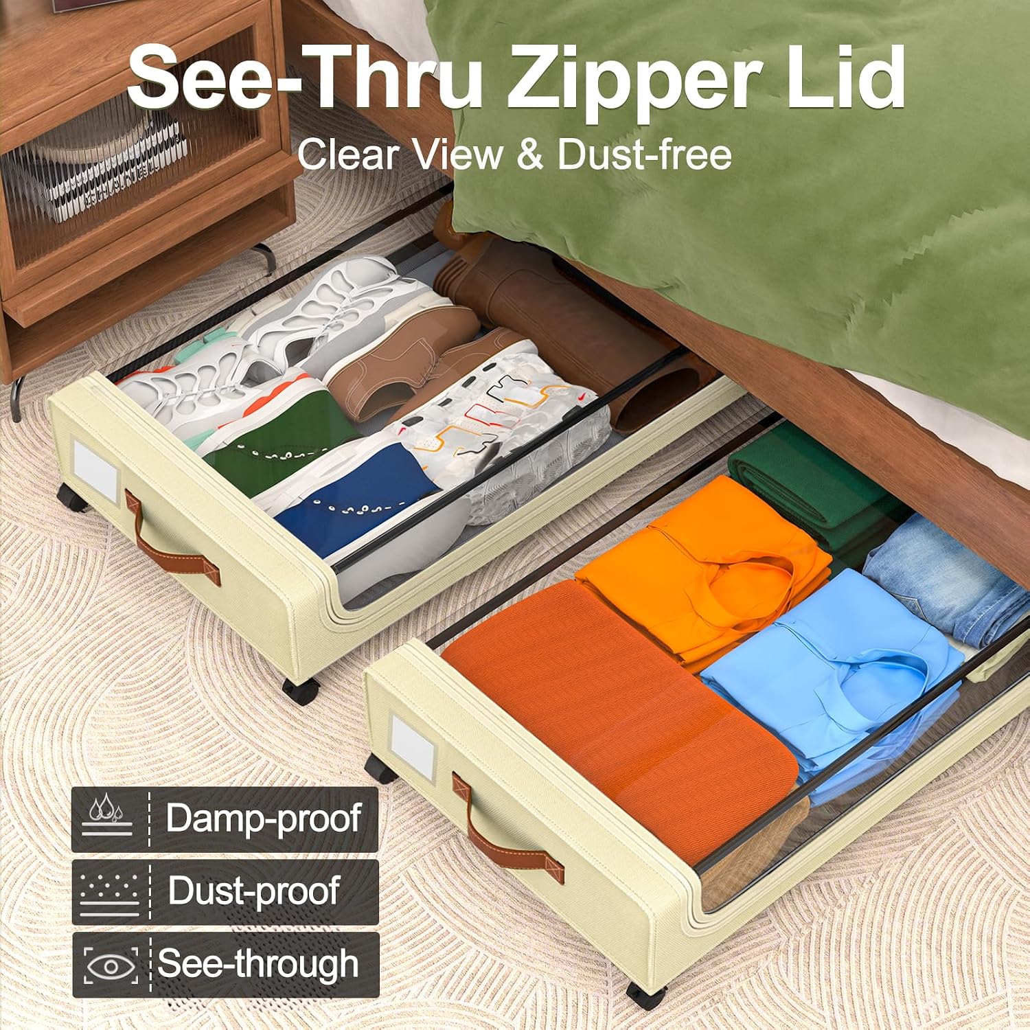Thumbnail 3 de GoMaihe 48L Under Bed Storage with Wheels (4-Pack)