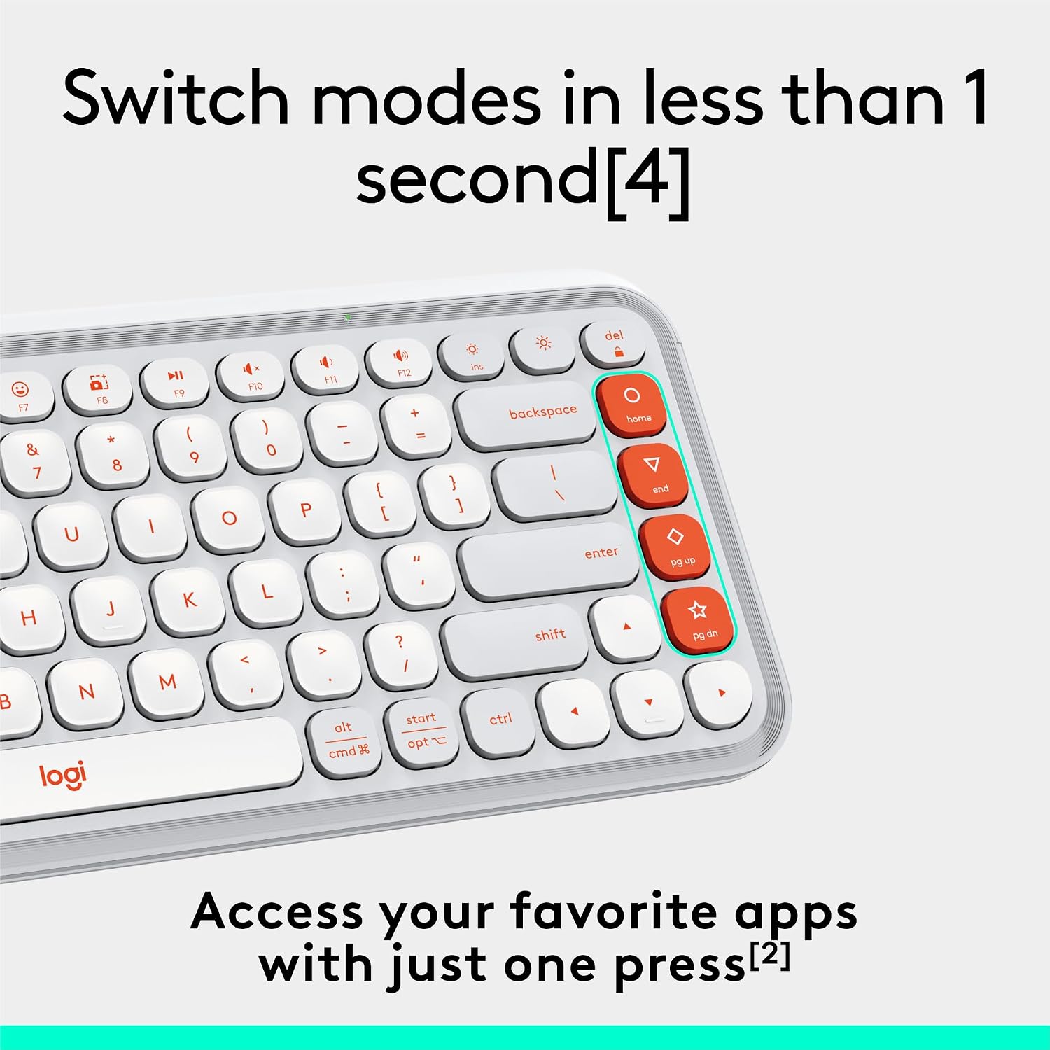 Detalle de Logitech 920-012935 POP Icon Keys Wireless Bluetooth Keyboard, Off-White and Orange