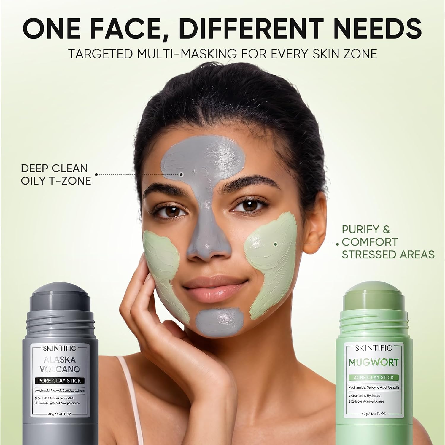 Detalle 1 de SKINTIFIC Clay Mask Stick Set, Alaska Volcanic Clay & Mugwort Duo
