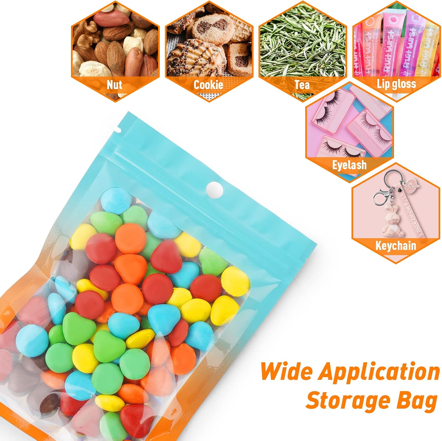 Detalle 2 de FUNFERY B09VL1KH39_CA NARF 4 x 6-Inch Holographic Resealable Bags, 100 Pack