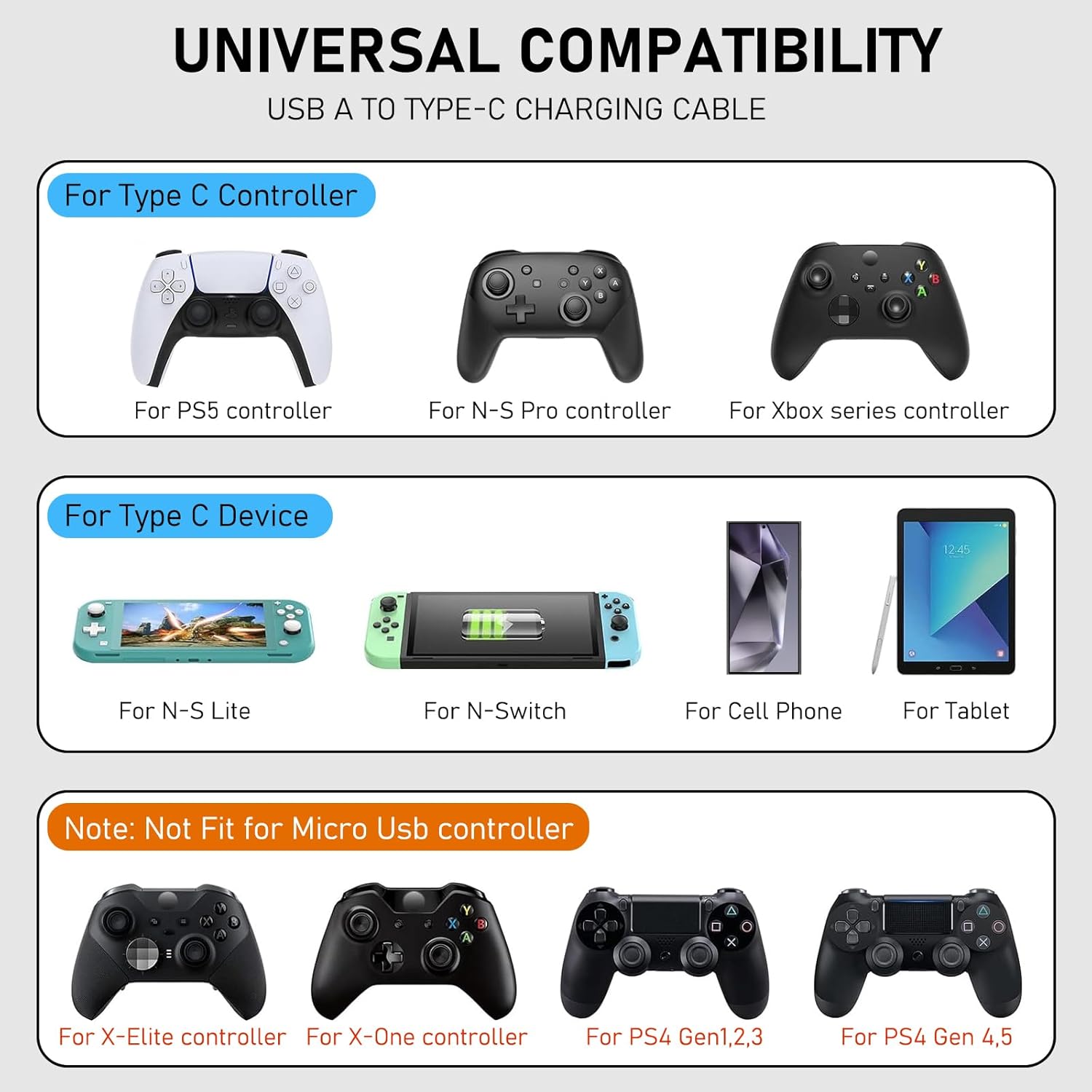 Thumbnail 6 de Extra Long USB C Charger Cable 5m 3A for PS5 controllers