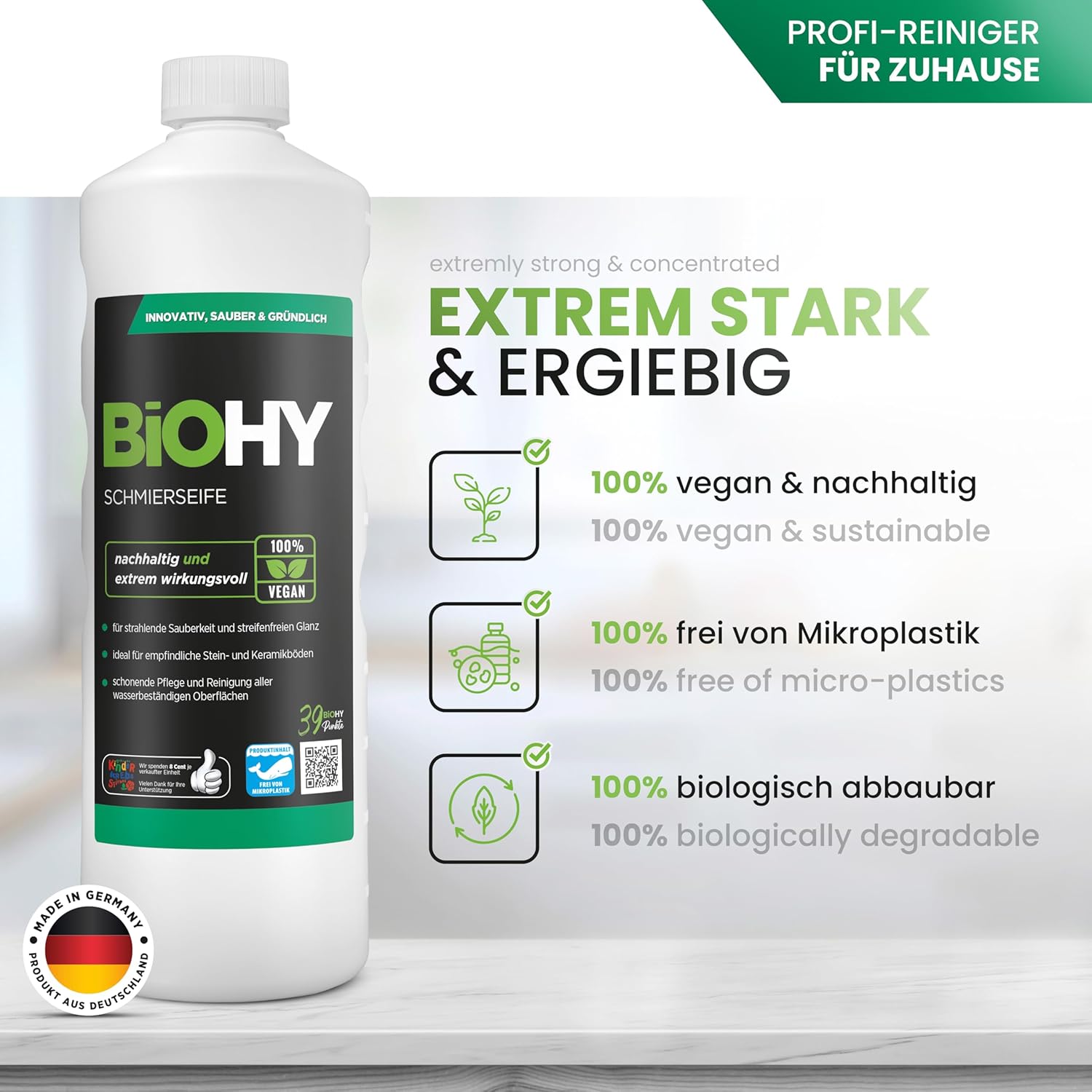 Thumbnail 1 de BiOHY Schmierseife Schmierseifen-Konzentrat im 10-Liter-Kanister – Bodenreiniger für Holz, Parkett & Fliesen