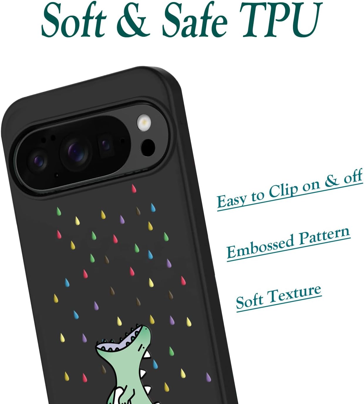 Thumbnail 3 de Unov case for Pixel 10 Pro XL (2025) 5G – soft TPU Rino Dragon Rainbow dinosaur design