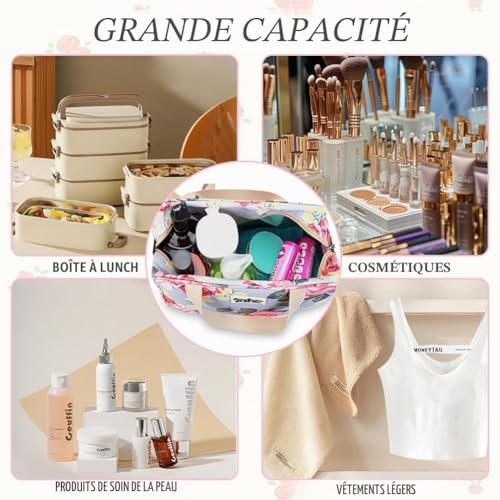 Detalle de Aucuu Trousse de Toilette Femme Grande – Trousse de Maquillage avec Poignée, Étanche et Portable
