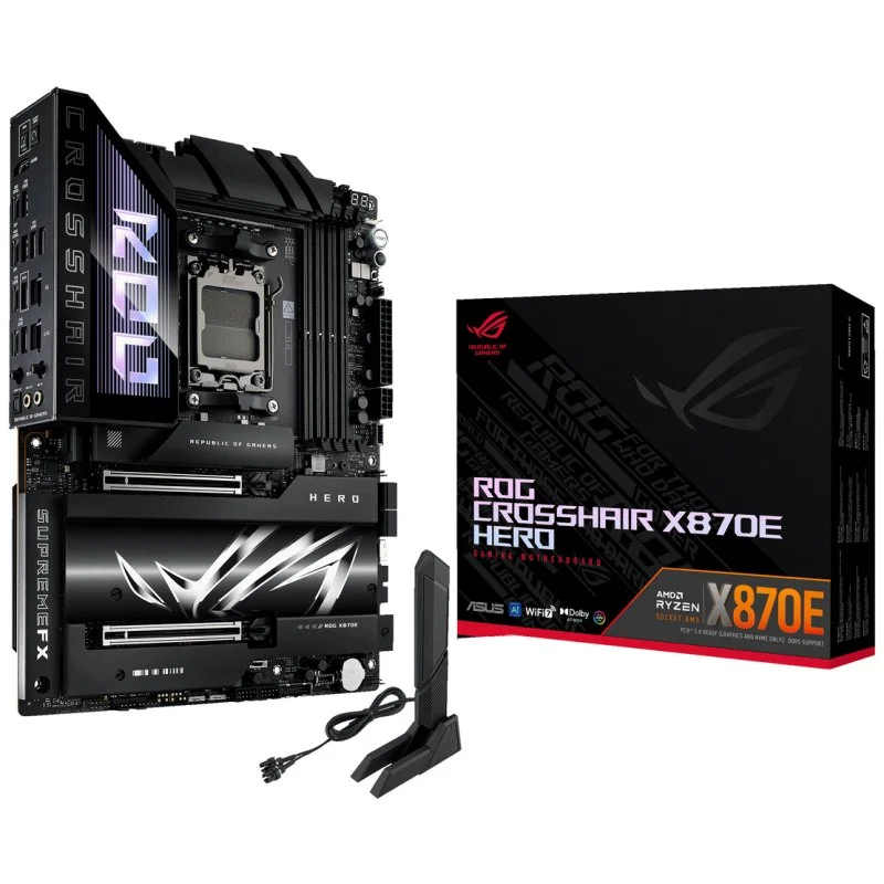 Detalle de ASUS ROG CROSSHAIR X870E HERO placa base ⚙