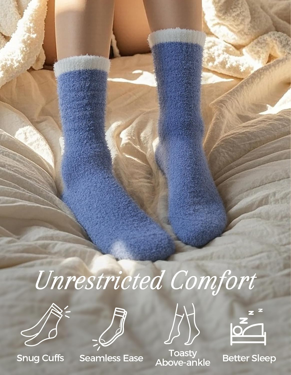 Thumbnail 3 de TEHOOK Fuzzy Socks Plush Sleeping Slipper Socks, 6 Pairs in Assorted Colors