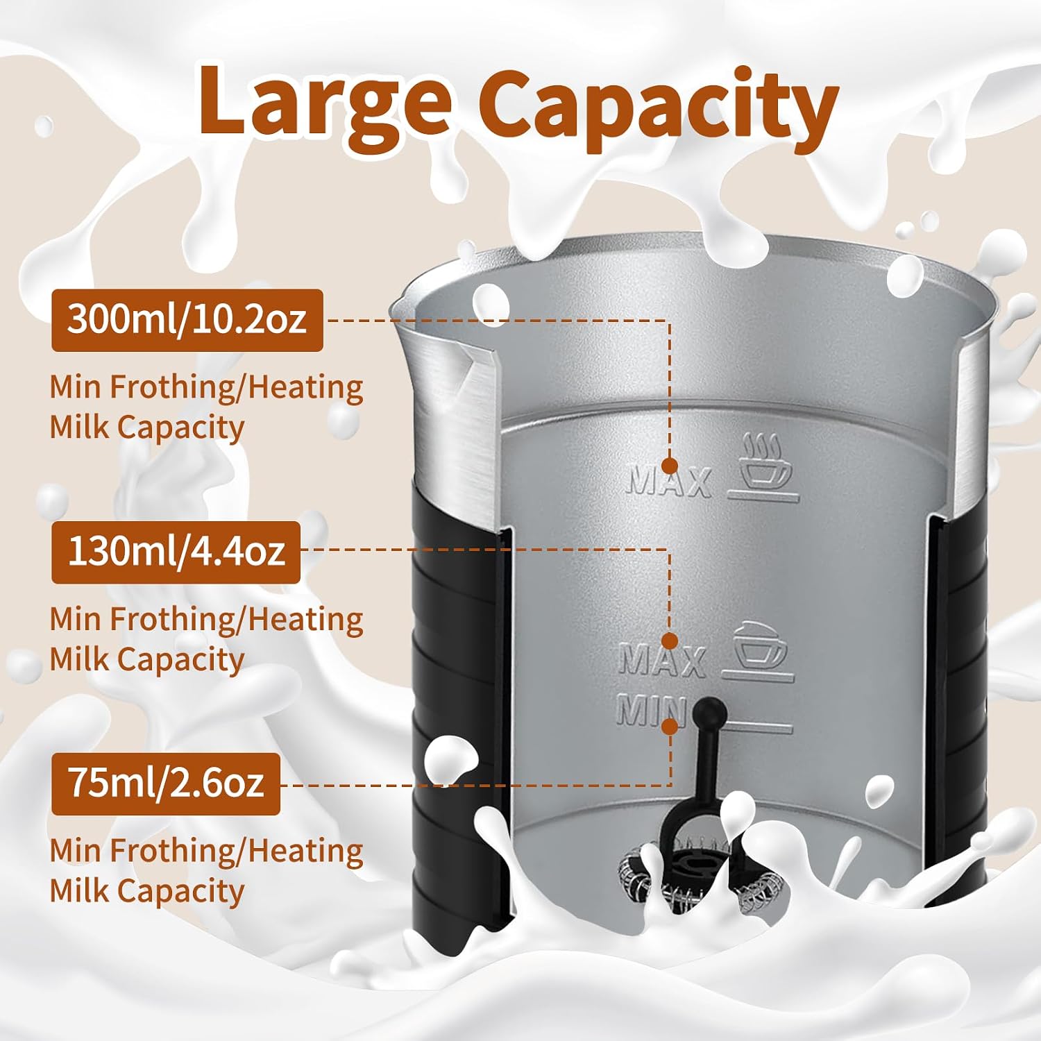Thumbnail 3 de 4 In 1 Electric Milk Frother Steamer - 350ml/12oz, Hot & Cold Foam for Lattes, Cappuccinos, Macchiatos
