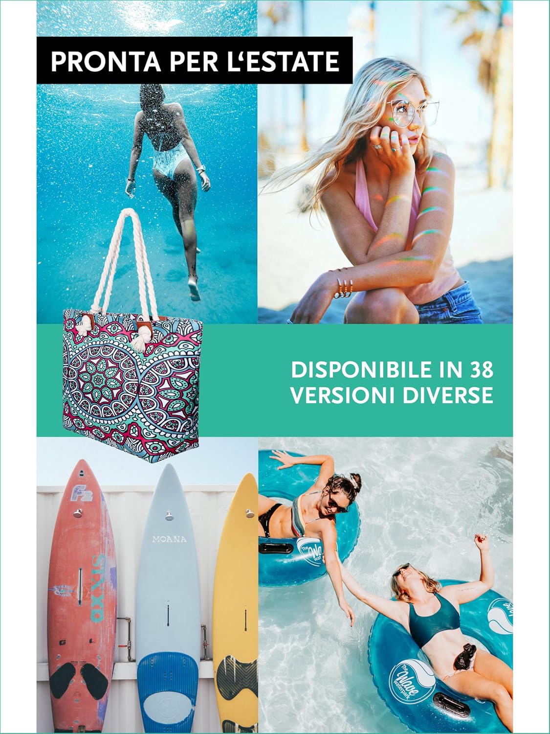Detalle de DonDon Grande borsa da spiaggia 58 cm
