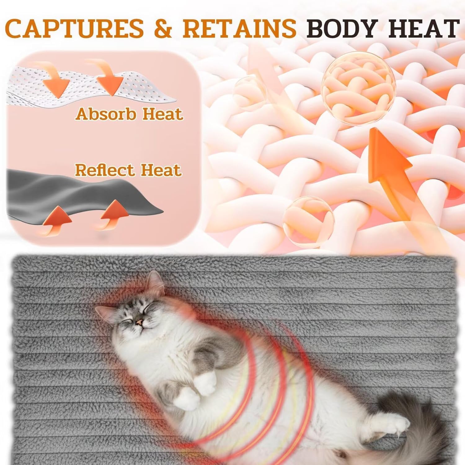 Detalle de NWK Fluffy self-warming cat mat 114cm