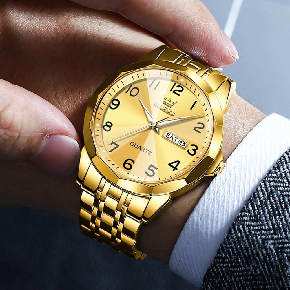 Detalle de Montre homme OLEVS Quartz index diamants, acier inoxydable 316L, étanche 30 m et lumineuse