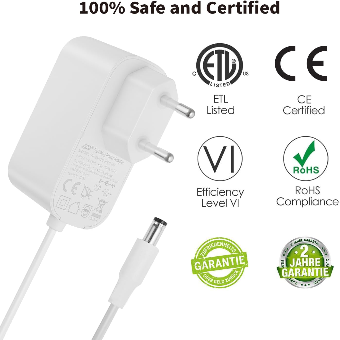 Thumbnail 6 de TONTON Netzteil 12V 3A für AVM FRITZ!Box & Telekom Speedport Smart – weiß, extra langes Kabel (2 m)