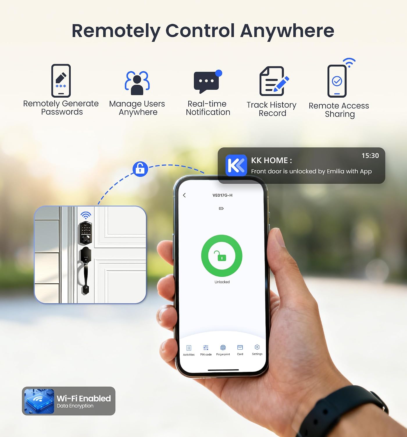 Detalle de Veise Wi-Fi smart deadbolt, VE017G-H
